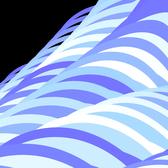 a pattern of curved blue and white &#039;wave&#039; shapes