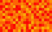 a halftone lined pattern of bright orange and red colours