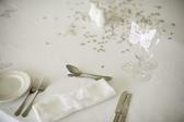 a white wedding breakfast table setting