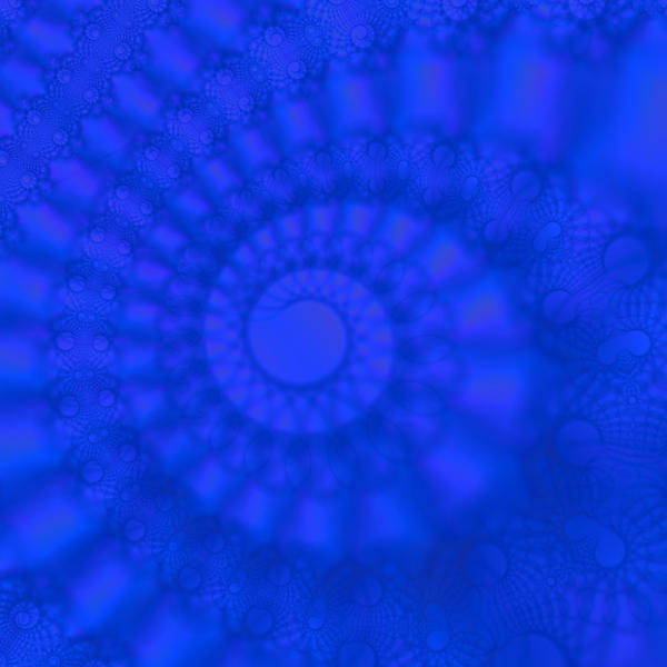 a blue fractal spiral similar to the shape of an ammonite shell