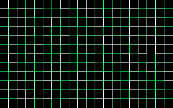 a square grid pattern with various coloured green and white lines