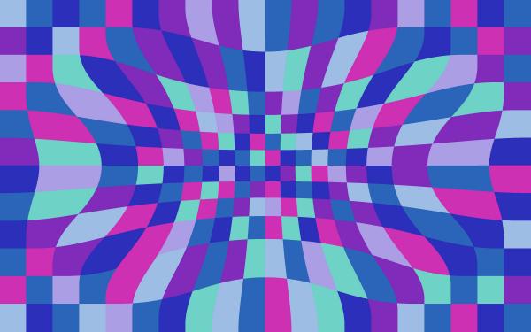 colourful checked background with sunken &#039;pinch&#039; distortion