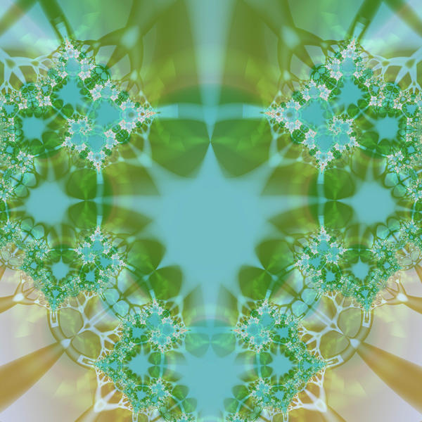 a kitch fractal pattern with gren and brown organic shapes