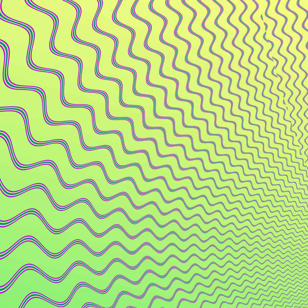 a green background with expanding wave shapes that creates an op-art visual effect
