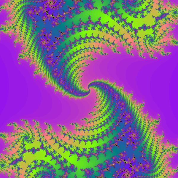 an infinite repeating fractal patter with rainbow colours