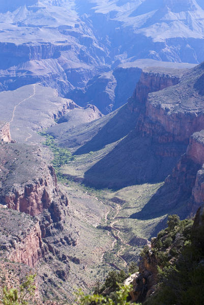 a spectacular view looking down into part of the grand canyon