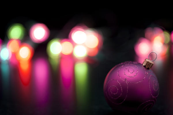 Colourful bokeh of Christmas lights with a bauble-6342 | Stockarch Free ...