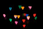 defocused camera effect creating valentine heart shapes