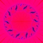 a bright red rotational fractal pattern