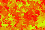 soft autumn coloured background, red orange and yellow leaf shapes