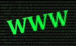 the letters www (world wide web) on a background of &#039;green screen&#039; binary 1&#039;s and 0&#039;s